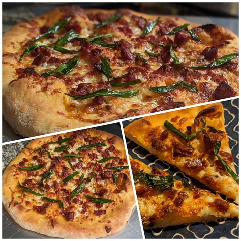 Lap cheong and green onion pizza with an olive oil and lao gan ma chili ...