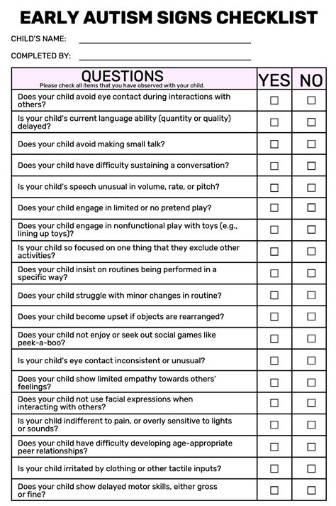 Early Autism Signs Checklist - Goally