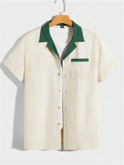 Manfinity VCAY Loose Men Contrast Collar Shirt Without Tee | SHEIN USA