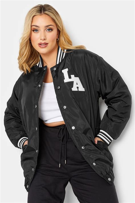 LIMITED COLLECTION Plus Size Black 'LA' Bomber Jacket | Yours Clothing