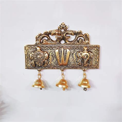 Two Moustaches Brass Shankh Chakra Namah Wall Hanging, Wall Decor ...