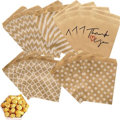 Paper Cookie Bags,60 Pcs Brown Kraft Paper Bags Treat Candy Bag Cookie ...