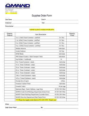 Fillable Online URO SUPPLY ORDER FORM Updated 12118 - MAWD Pathology ...