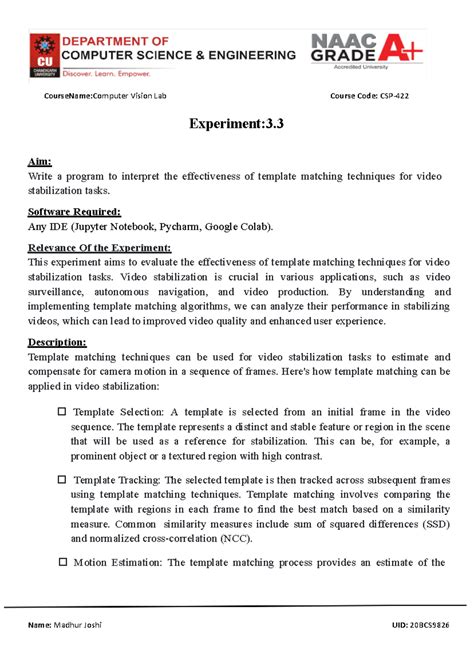 Work Sheet-10 - hhh - CourseName:Computer Vision Lab Course Code: CSP ...