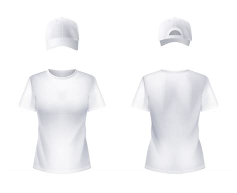 White t-shirt and baseball cap man realistic | Free Vector