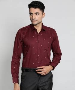 VAN HEUSEN Men Printed Formal Maroon Shirt - Buy VAN HEUSEN Men Printed ...
