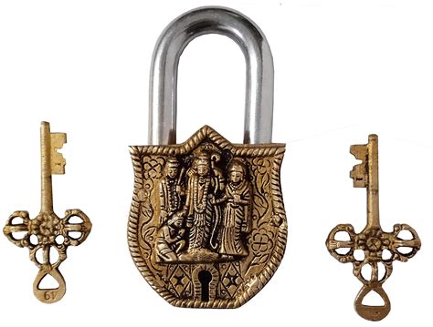 Buy Purpledip Brass Padlock: Ram Darbar with Rama, Sita, Lakshman ...