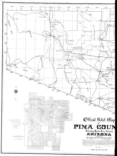 Official Relief Map of Pima County, Including Santa Cruz County Arizona ...