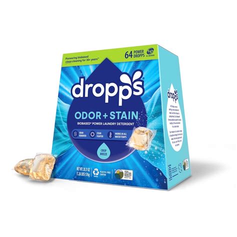 Dropps Laundry Odor + Stain Detergent Pods, Biobased, Stain Removing, Tablet Laundry Detergent ...