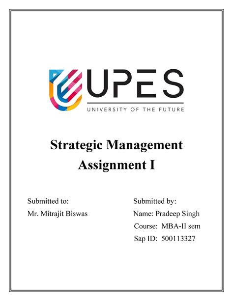 SM assignment I - notes - Strategic Management Assignment I Submitted ...