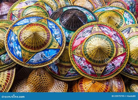 Colorful Asian Conical Hats. Stock Image - Image of cone, market: 23979795