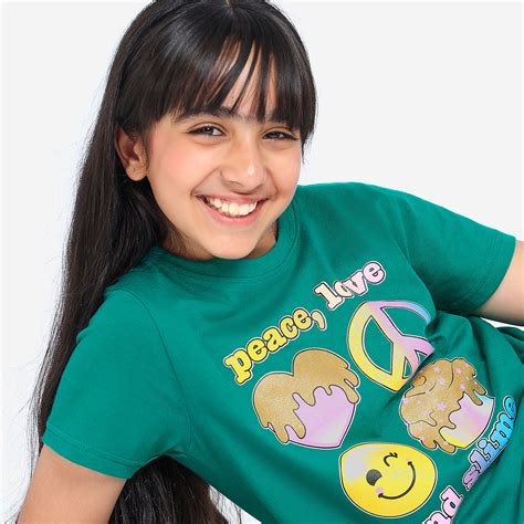 Girls Knotted Glitter Printed Cotton Tshirt – BONKIDS