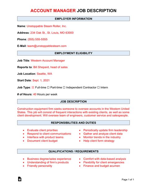 Free Account Manager Job Description Template | Sample - PDF | Word ...