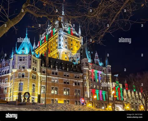 Hotel Chateau Frontenac in Christmas Colors, Old Quebec City, Quebec ...