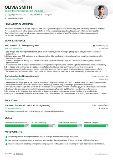 10+ Senior Mechanical Design Engineer Resume Samples & Templates for 2025