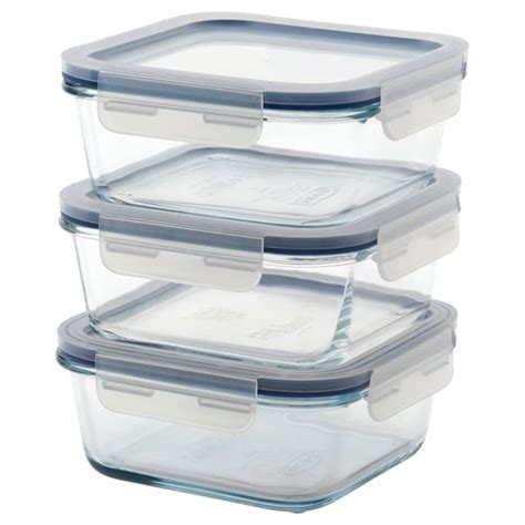 IKEA 365+ food container with lid, square/glass, 600 ml (20 oz) - IKEA