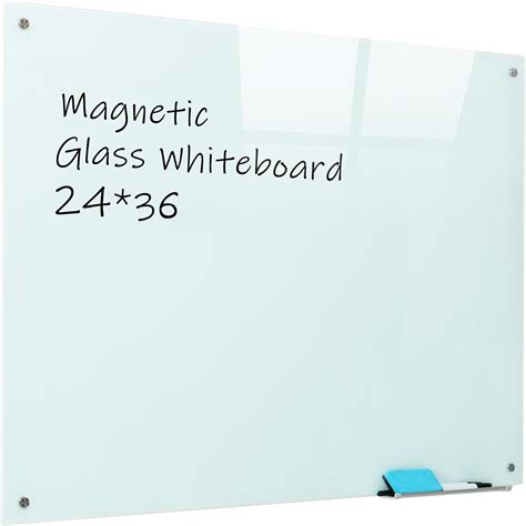 Magnetic Glass Whiteboard, 24"x36"Frameless Dry Erase Board White Board ...