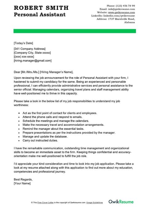 Personal Letter Example for Job 的图像结果