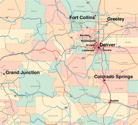 Colorado Map Major Cities