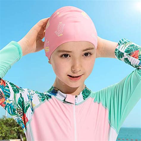 COPOZZ Kids Swim Caps, Silicone Waterproof Swimming Cap Hat for ...