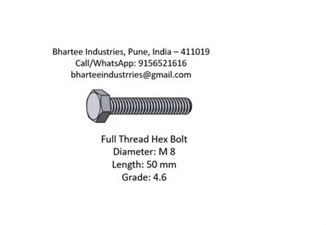 Metal Bolt - M8 X 50 HEX BOLT MS Grade 4.6 Service Provider from Pune