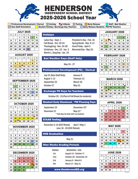 HENDERSON ISD School Calendar 25-26 [PDF] revised - EduCounty