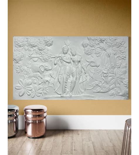 Buy 7x4 Feet Radha Krishna 3D Elevation Sculpture Relief Mural Wall Art ...