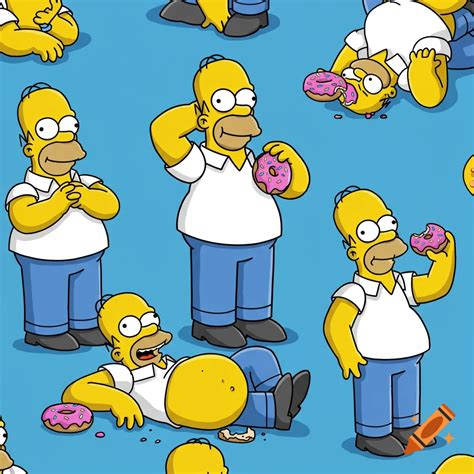 A seamless cartoon pattern of Homer Simpson characters in various poses ...