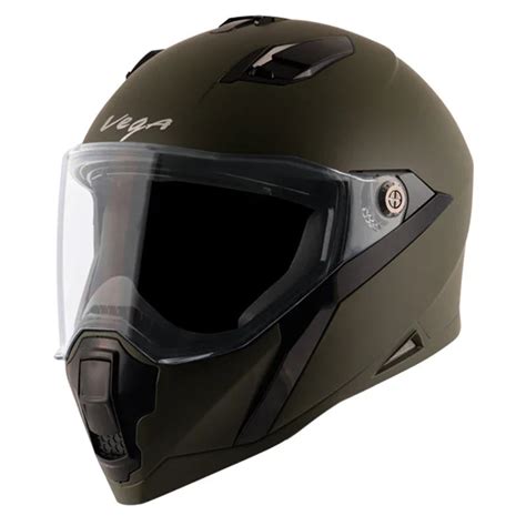 Vega Storm Dull Battle Green Helmet | Shop Helmets at BIKERSTORE.IN ...