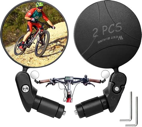 2 Pack Bike Mirror Adjustable Bicycle Mirrors for Handlebars Bike ...