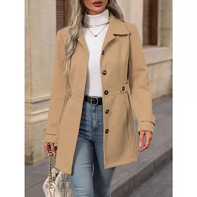 Women's Winter Classic Outwear Overcoat with Pockets Single Breasted ...