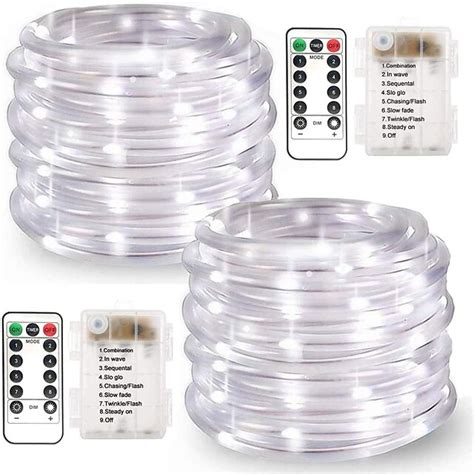 LED Rope Lights Outdoor String Lights Battery Powered with Remote ...