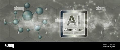 Ai symbol. Aluminium chemical element with molecule and network on grey background Stock Photo ...