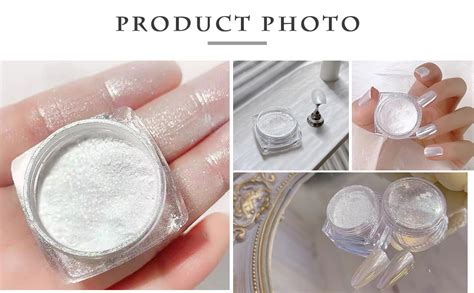 INOG Chrome Nail Powder - White Pearl Chrome Nail Powder Metallic ...