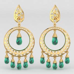 ShipJewel Yellow Gold 18kt Diamond, Emerald Drop Earring Price in India ...