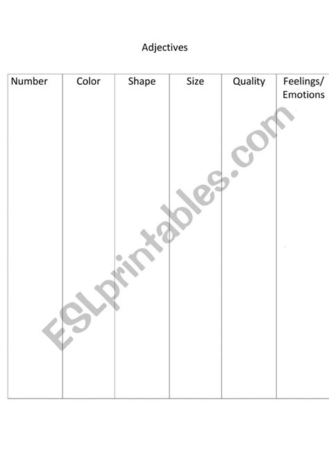 Image result for TES Adjectives Worksheet