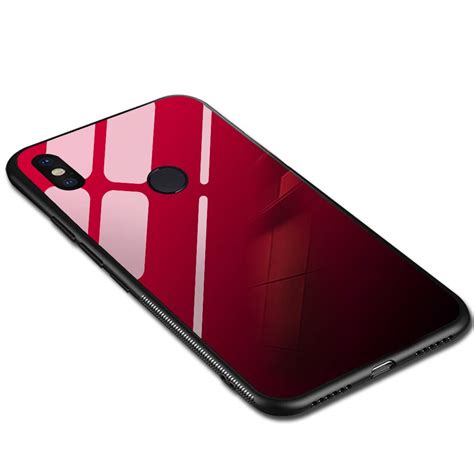 TheGiftKart Glass Back Case with Shockproof TPU Bumper for Mi A2 (Red ...