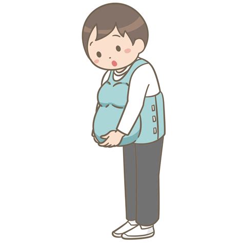 妊婦体験ジャケットを着用している男性のイラスト🎨【フリー素材】｜看護roo![カンゴルー]