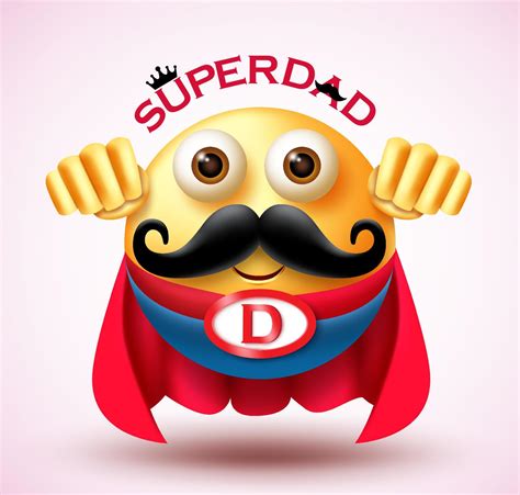 Father's day emoji vector design. Super dad text with super hero 3d father character wearing ...