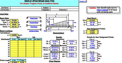 Structural Analysis Spreadsheet | BEAMANAL 2.5. | Powerful Spreadsheet ...