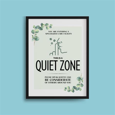 PRINTABLE Quiet Zone SIGN, Speak Quietly Health Care Facility, Hospice Quiet Please Sign ...