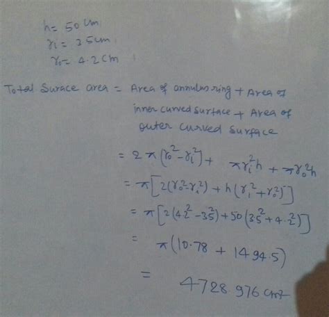 A metallic pipe is 0.7cm thick. Inner radius of the pipe is 3.5cm and ...