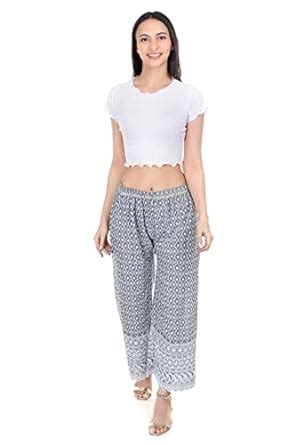 Buy DONSON Women Free Size Cotton Lucknow Chikankari Work Palazzo (Grey ...