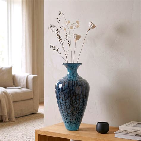 Aqua Vein Glass Vase – Modern Decor – Ghar Art