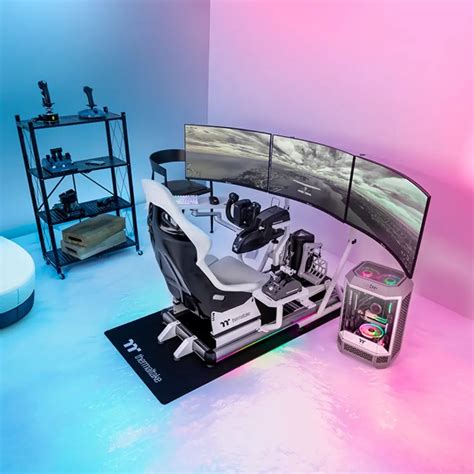 Thermaltake GF500 Flight Simulator Cockpit Snow Aluminum Frame RGB Gam ...