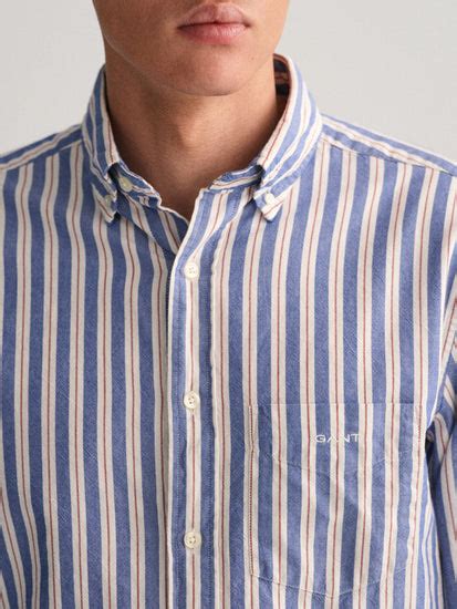 Shop Gant College Blue Striped Regular Fit Shirt - GANT India