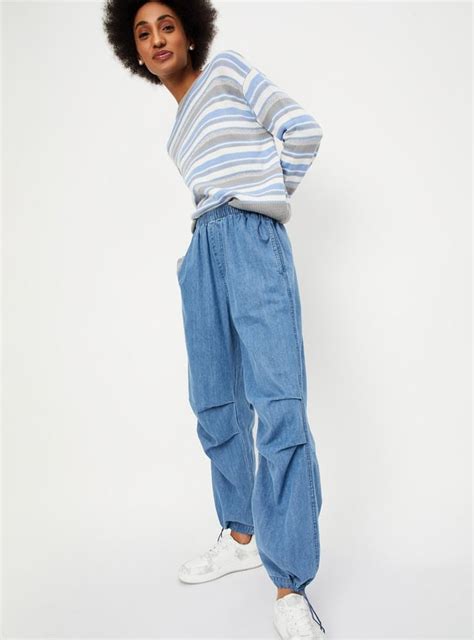 Buy Women Denim Trousers with Drawcord Hem Online at just Rs. 1299.0 ...