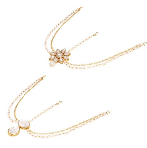Buy fabula Jewellery Combo of 2 Gold Kundan & Pearls Floral Indo ...
