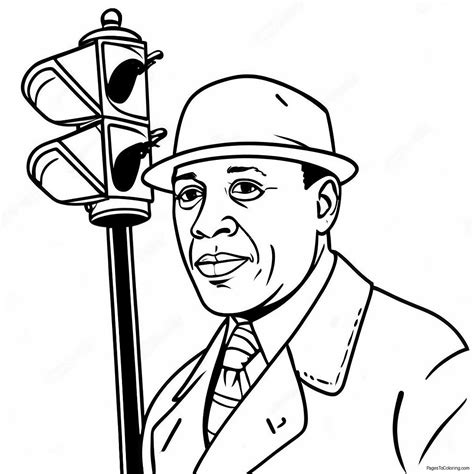 Garrett Morgan With Traffic Light Coloring Page (39103-31419)