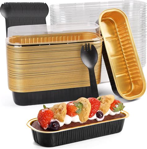 Amazon.com: LotFancy Mini Cake Pans with Lids and Spoons, 50Pack, 6.8oz ...
